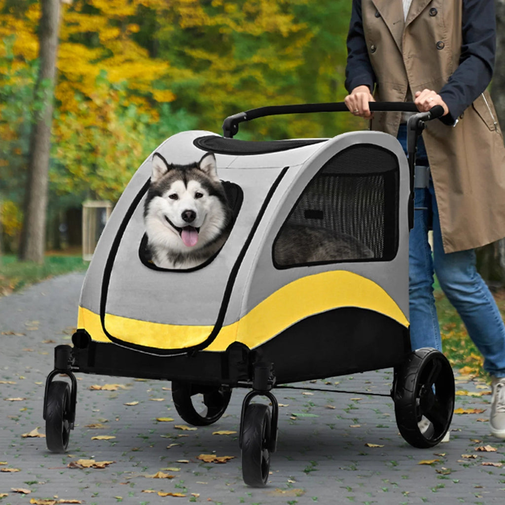 Carrito para Perros Espacioso y Plegable de 4 Ruedas para Razas Grandes