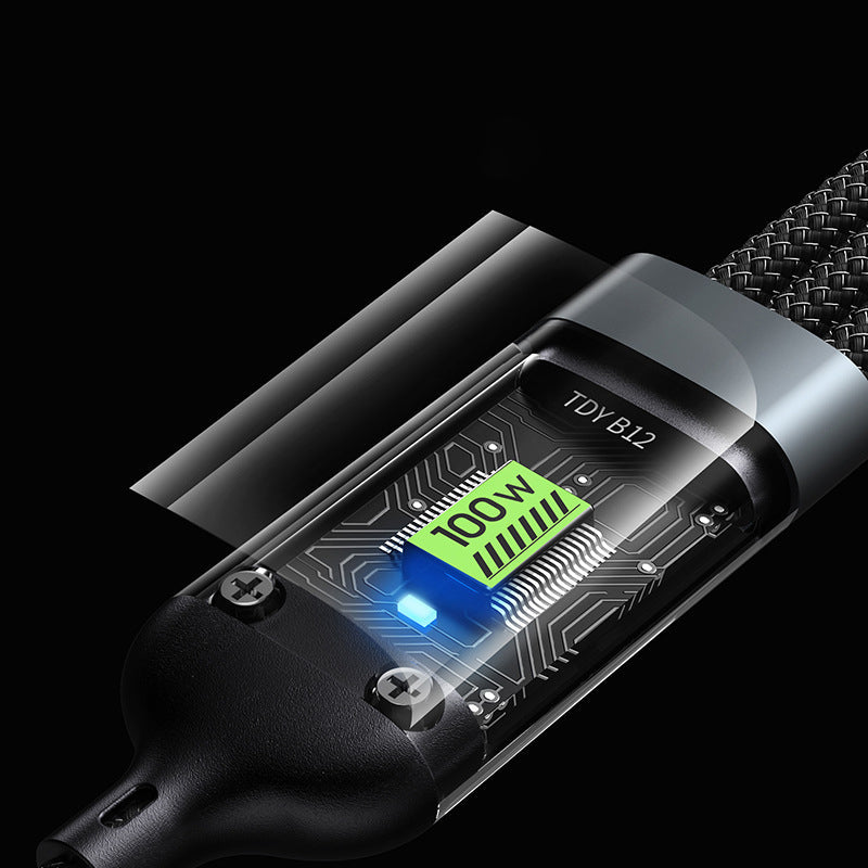 🔥Cable de carga rápida transparente 3 en 1 de 100W