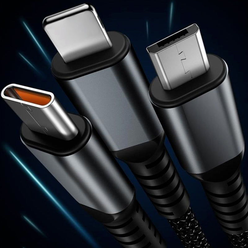 🔥Cable de carga rápida transparente 3 en 1 de 100W