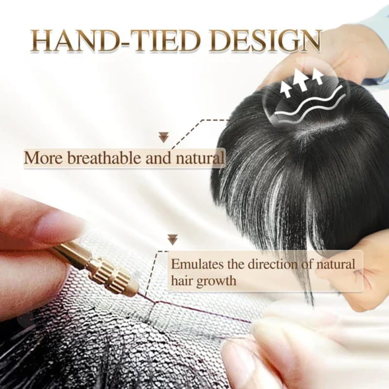 Extensión de cabello natural con flequillo para mujeres