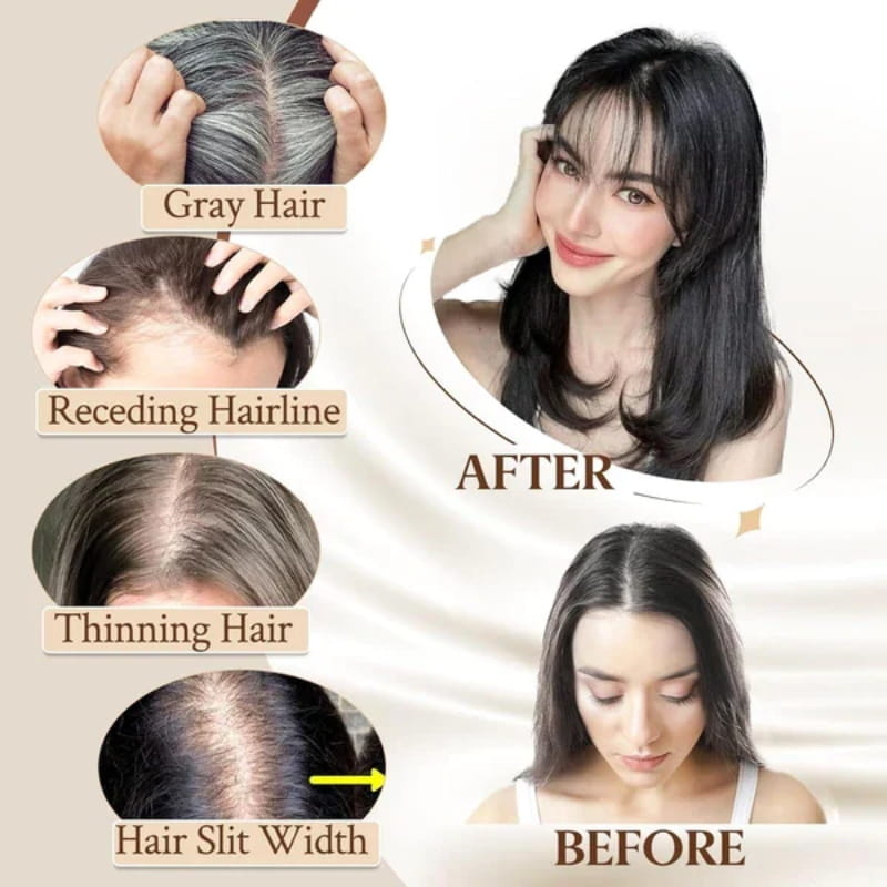 Extensión de cabello natural con flequillo para mujeres