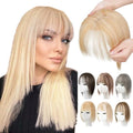 Extensión de cabello natural con flequillo para mujeres