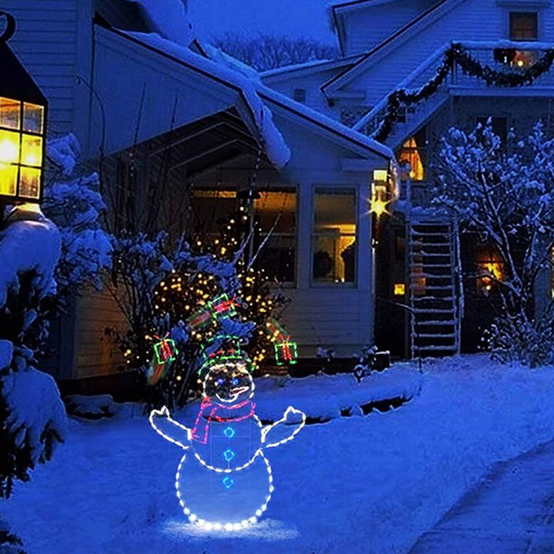 BowLift | Luz LED Animada de Pelea de Bolas de Nieve | Decoración Navideña Exterior de Muñeco de Nieve y Pingüino