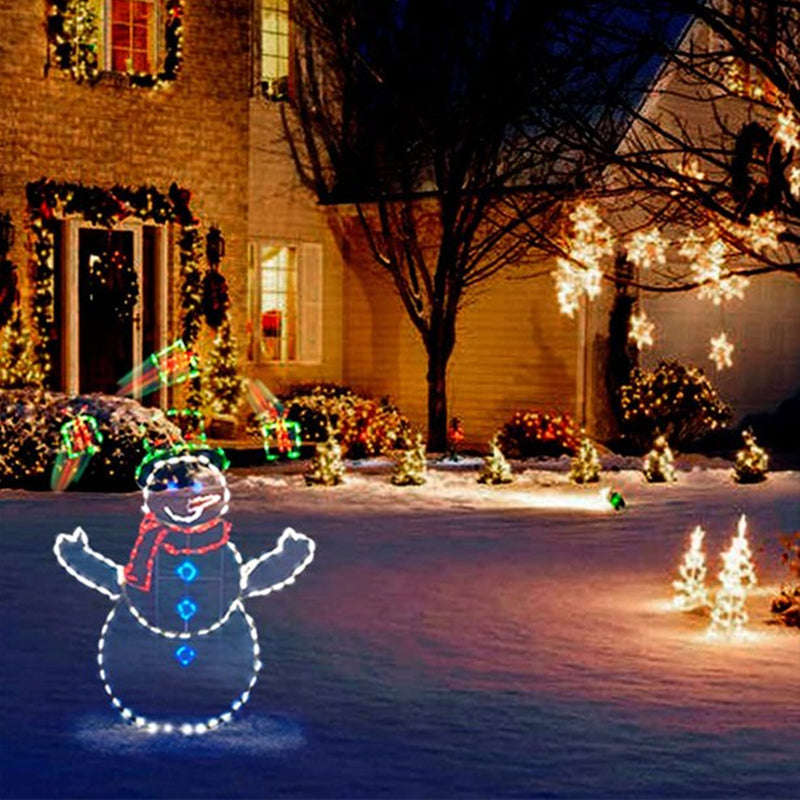 BowLift | Luz LED Animada de Pelea de Bolas de Nieve | Decoración Navideña Exterior de Muñeco de Nieve y Pingüino