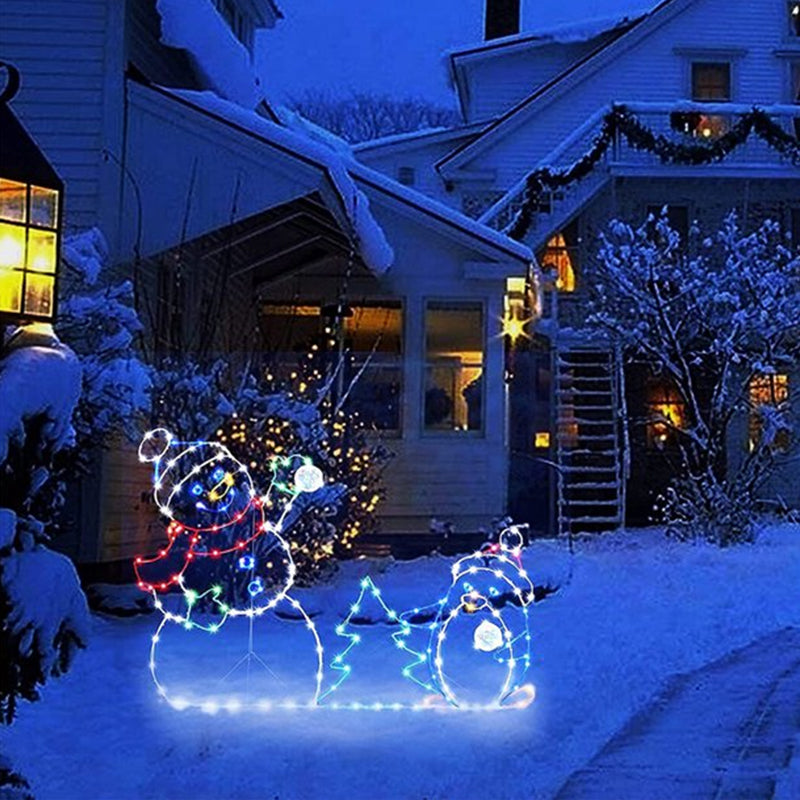 BowLift | Luz LED Animada de Pelea de Bolas de Nieve | Decoración Navideña Exterior de Muñeco de Nieve y Pingüino