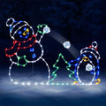 BowLift | Luz LED Animada de Pelea de Bolas de Nieve | Decoración Navideña Exterior de Muñeco de Nieve y Pingüino