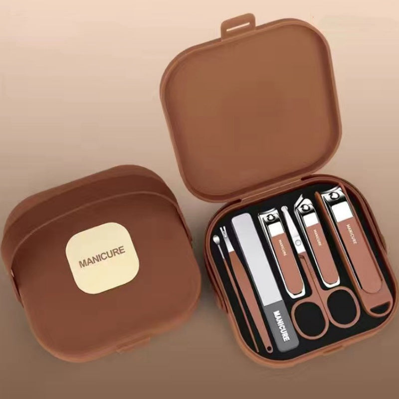 Set de manicura portátil de 7 piezas con cortauñas
