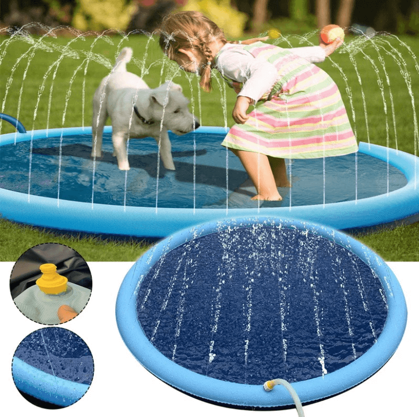 Alfombrilla de aspersión para perros – ¡Refresca y juega en el calor del verano!