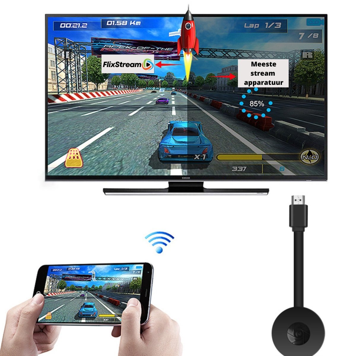 Transmisor HDMI Inalámbrico VisionCast One | Full HD 1080P | Inalámbrico y Plug-and-Play | Para Películas, Presentaciones y Juegos