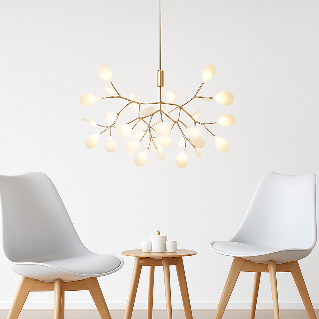 Diseño de suspensión moderno LED árbol color cobre o negro Hogar