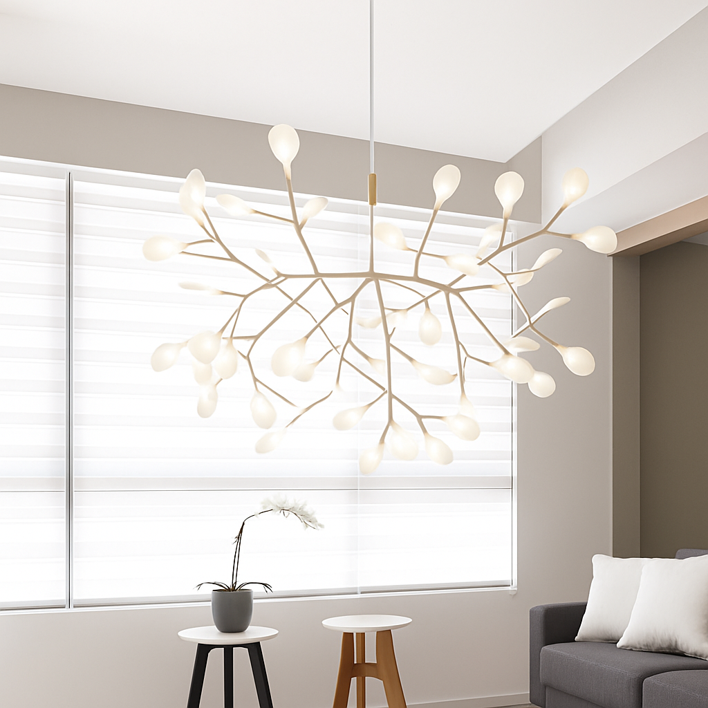 Diseño de suspensión moderno LED árbol color cobre o negro Hogar