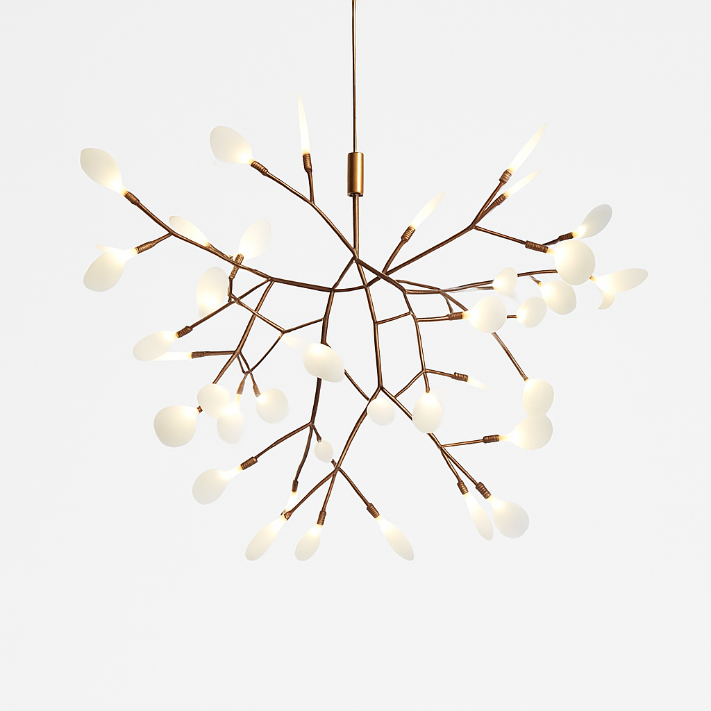 Diseño de suspensión moderno LED árbol color cobre o negro Hogar