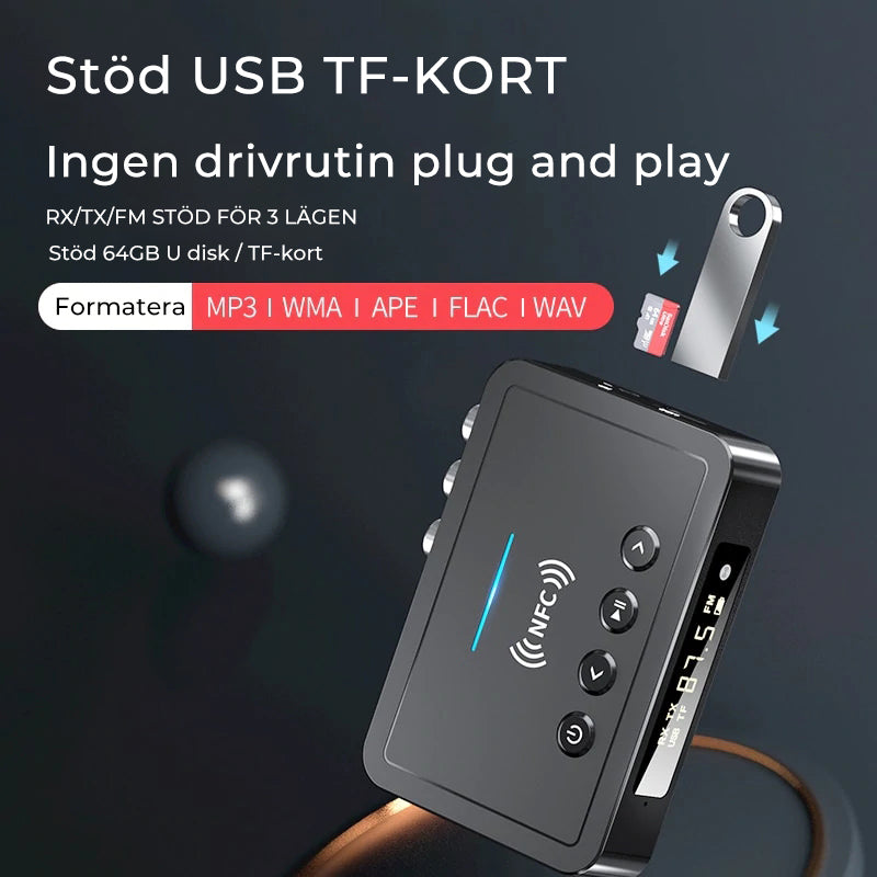 Transmisor y Receptor Bluetooth 5.0 - Negro