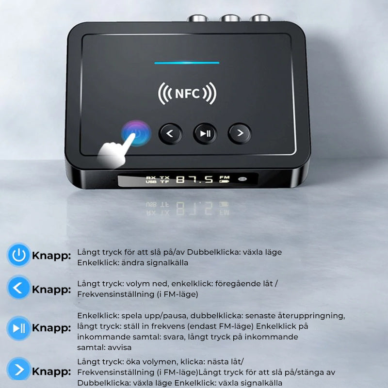 Transmisor y Receptor Bluetooth 5.0 - Negro
