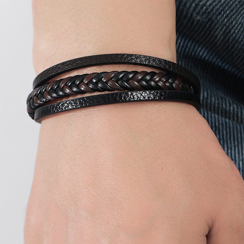 Pulsera de hombre en negro y hematita para alivio del estrés