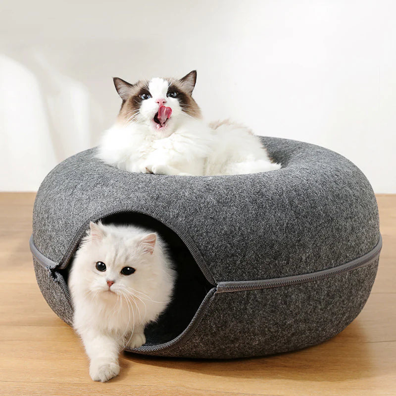 Túnel de Gato en Forma de Dona: Acogedor Espacio de Juego y Descanso para Gato