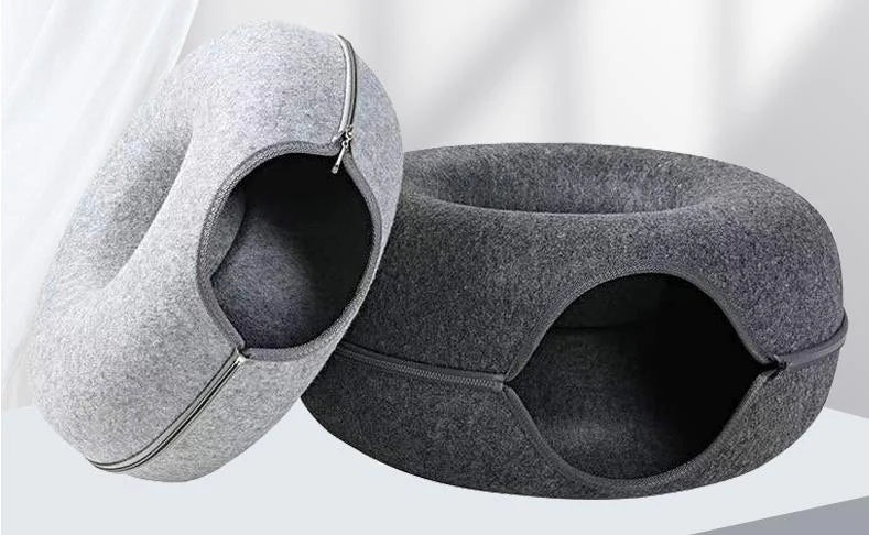 Túnel de Gato en Forma de Dona: Acogedor Espacio de Juego y Descanso para Gato