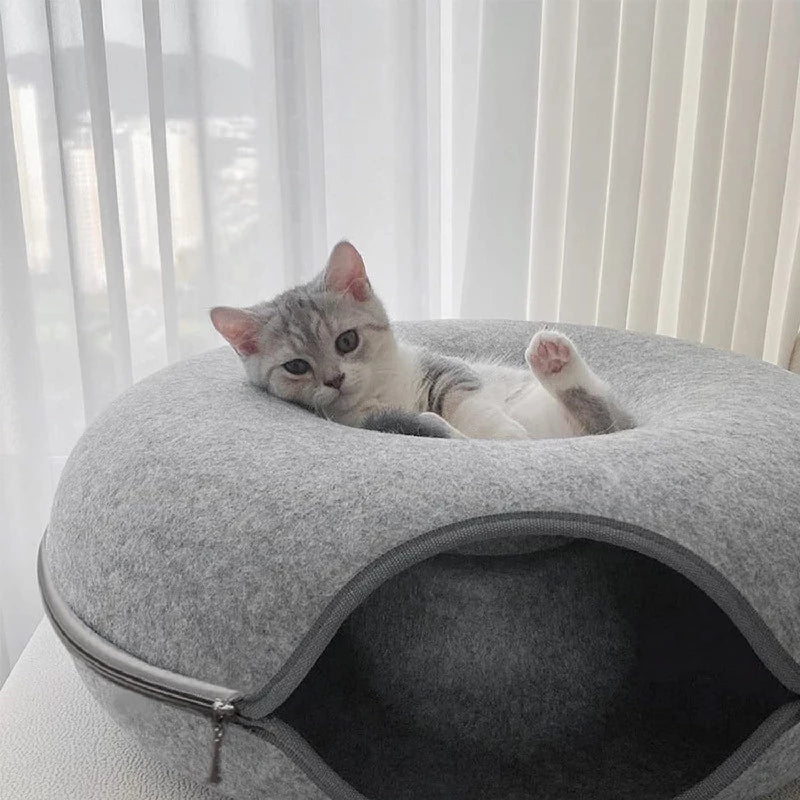 Túnel de Gato en Forma de Dona: Acogedor Espacio de Juego y Descanso para Gato