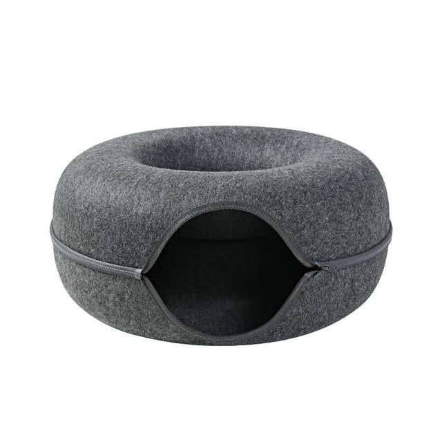 Túnel de Gato en Forma de Dona: Acogedor Espacio de Juego y Descanso para Gato