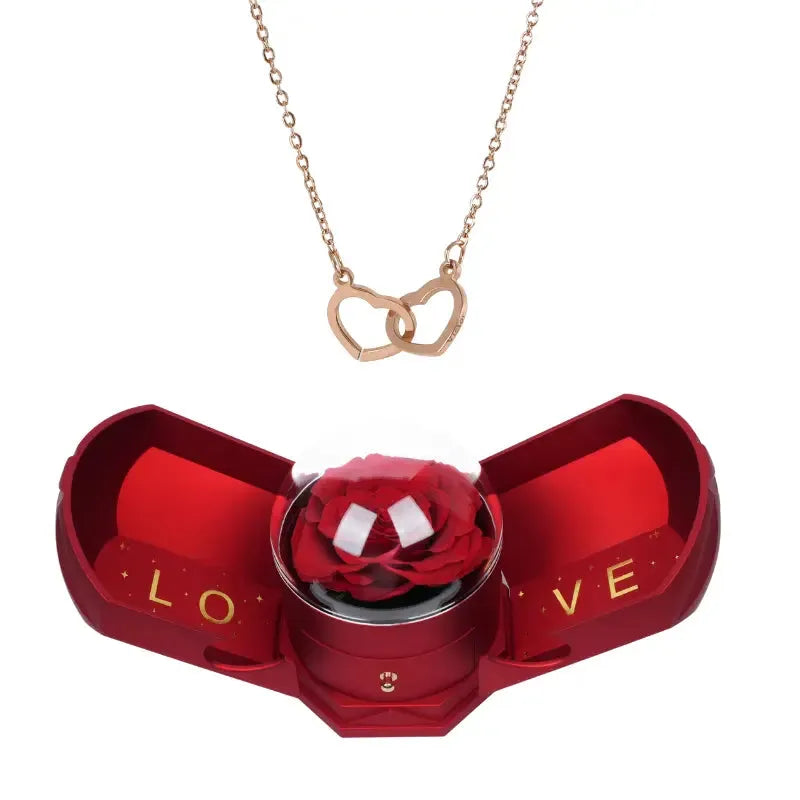 Cofre Rosa Eterna y Collar Grabado