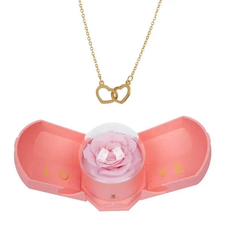 Cofre Rosa Eterna y Collar Grabado
