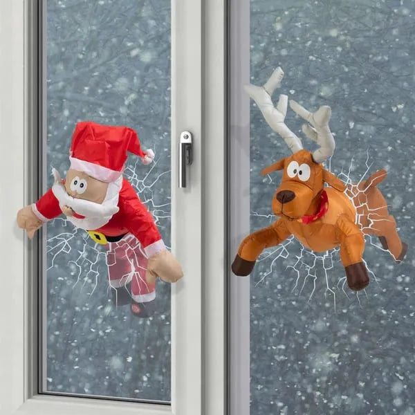 Decoraciones de Navidad Papá Noel y Reno Aplastados