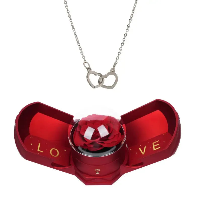 Cofre Rosa Eterna y Collar Grabado