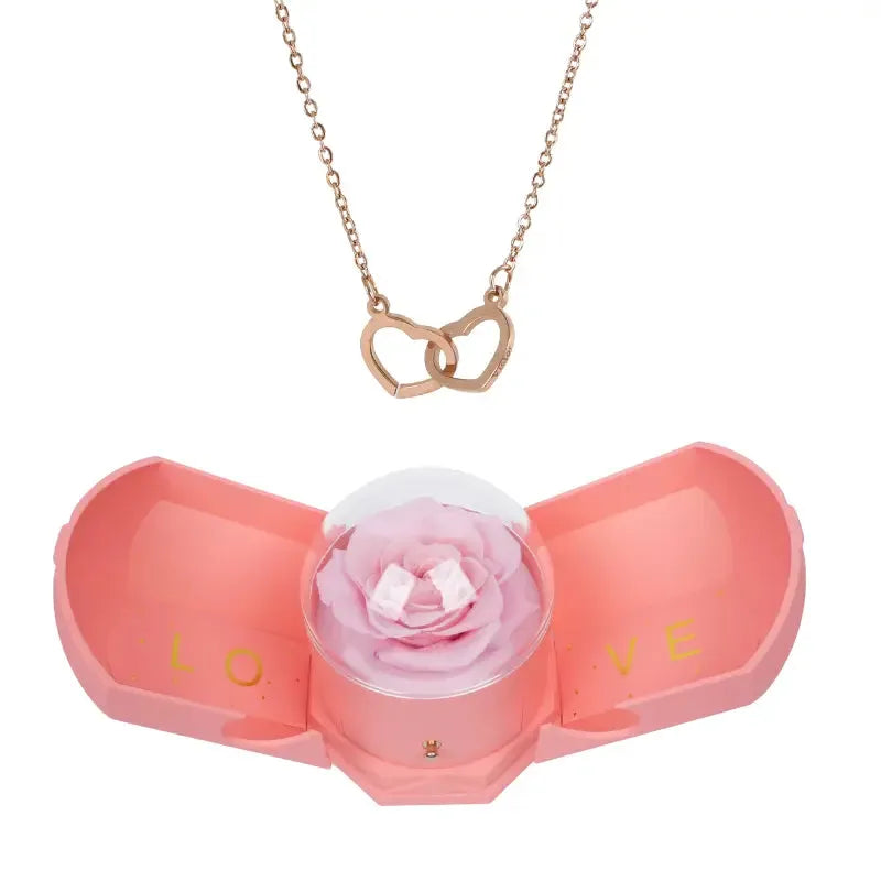 Cofre Rosa Eterna y Collar Grabado