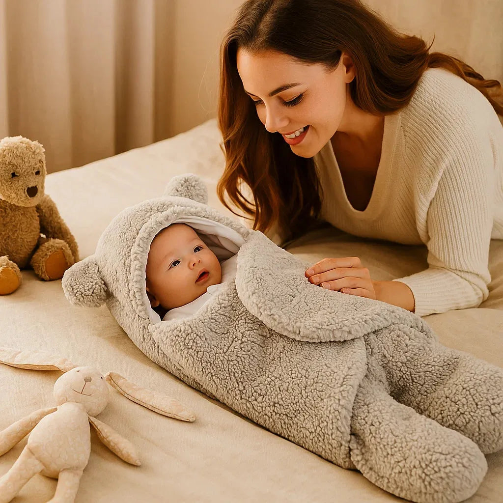 Cobija para bebé muy suave con diseño de oso