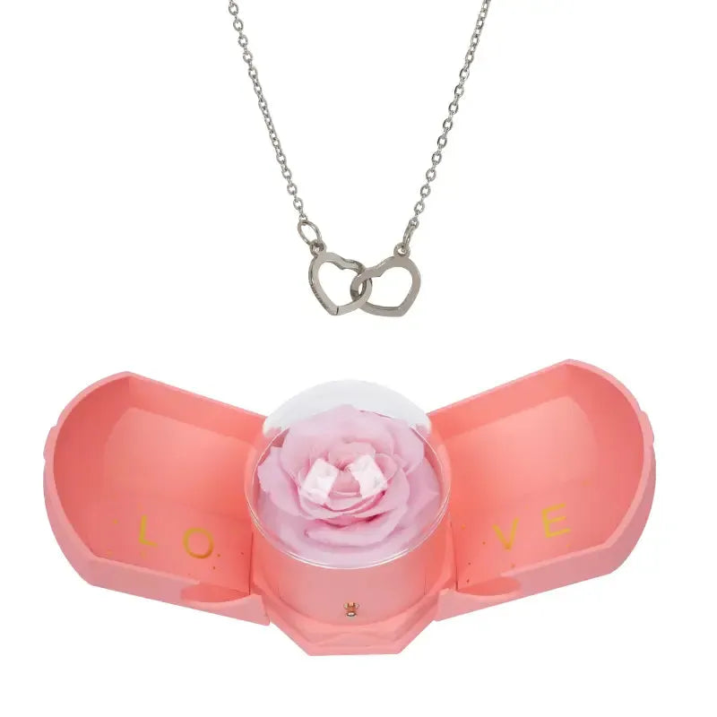 Cofre Rosa Eterna y Collar Grabado