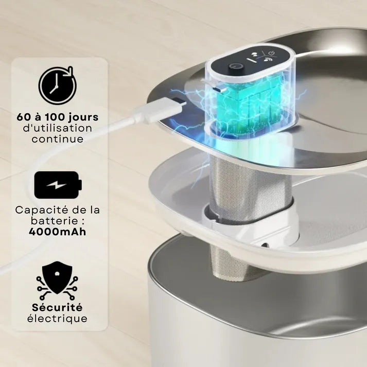 Fuente de agua para gatos de acero inoxidable