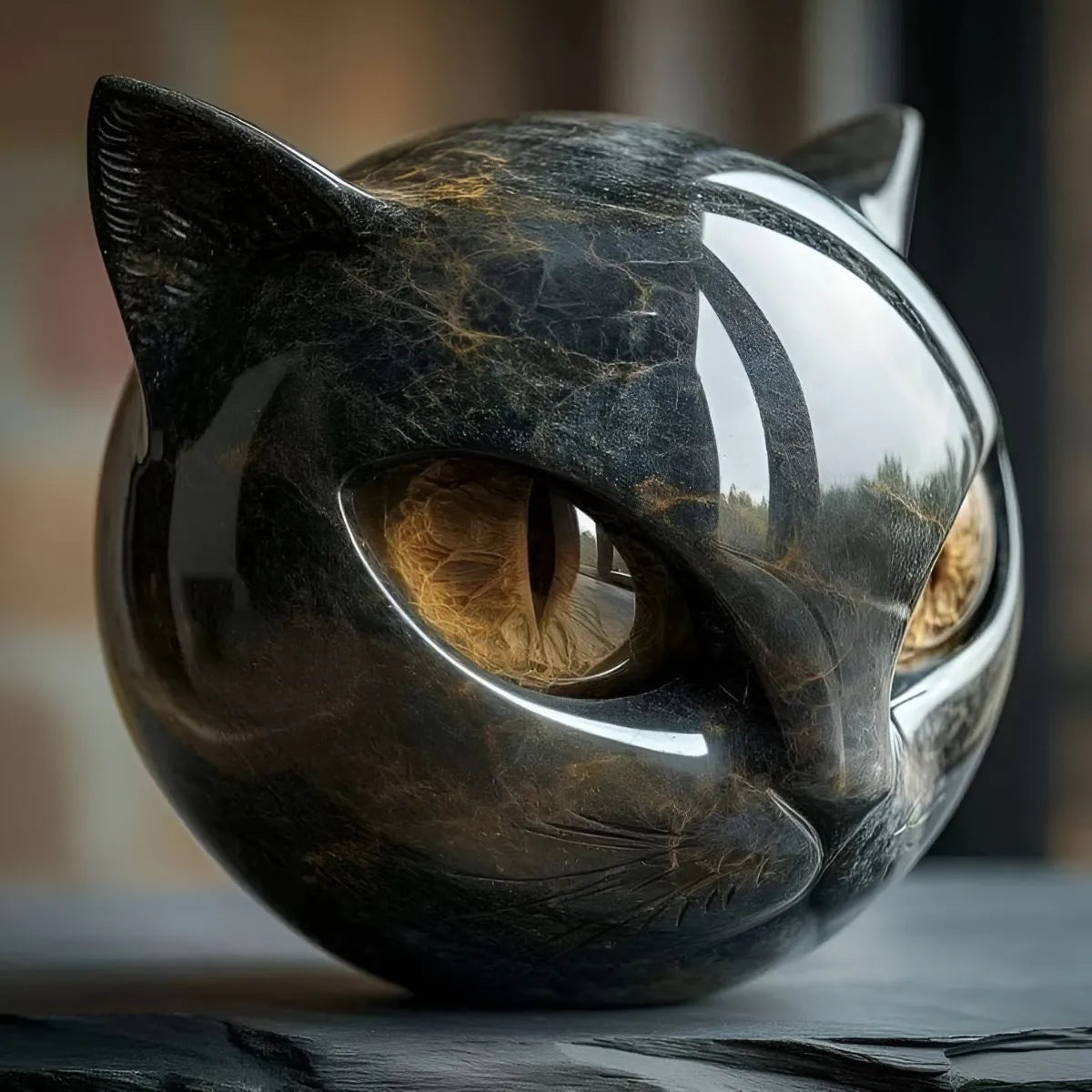 Escultura Gato Negro de piedra