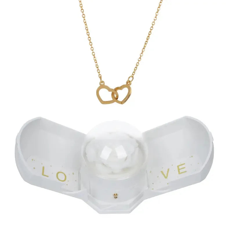 Cofre Rosa Eterna y Collar Grabado
