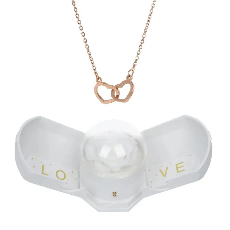 Cofre Rosa Eterna y Collar Grabado