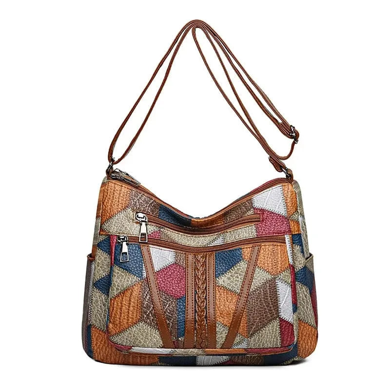 Bolso patchwork de cuero auténtico