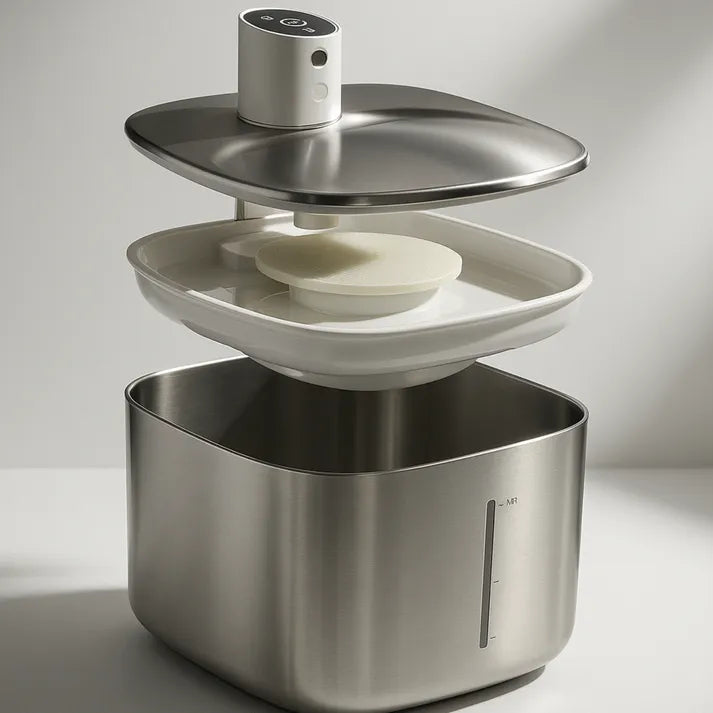Fuente de agua para gatos de acero inoxidable