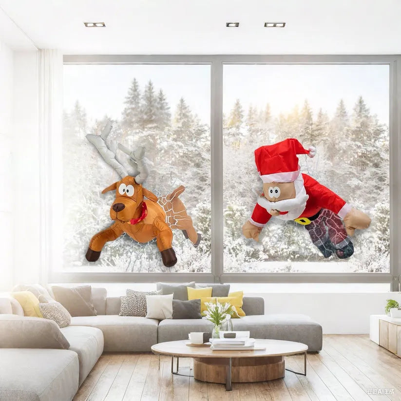 Decoraciones de Navidad Papá Noel y Reno Aplastados