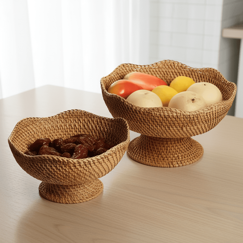 ORGANICBASK – Cesta de frutas de ratán hecha a mano con aspecto natural