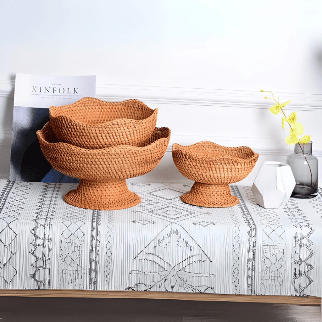 ORGANICBASK – Cesta de frutas de ratán hecha a mano con aspecto natural