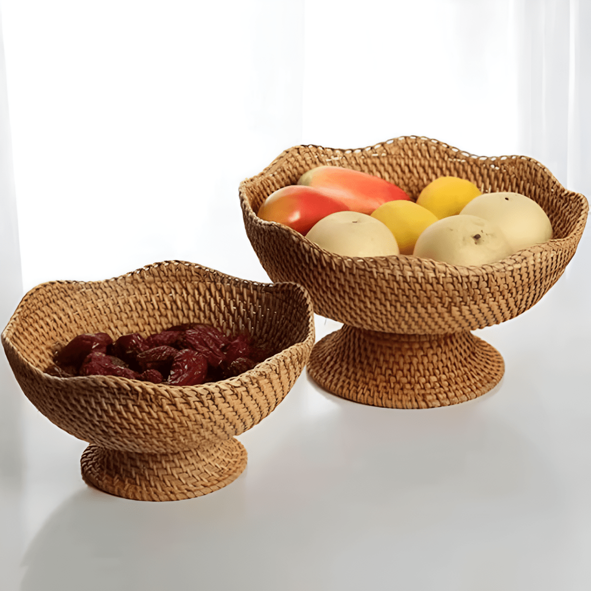 ORGANICBASK – Cesta de frutas de ratán hecha a mano con aspecto natural