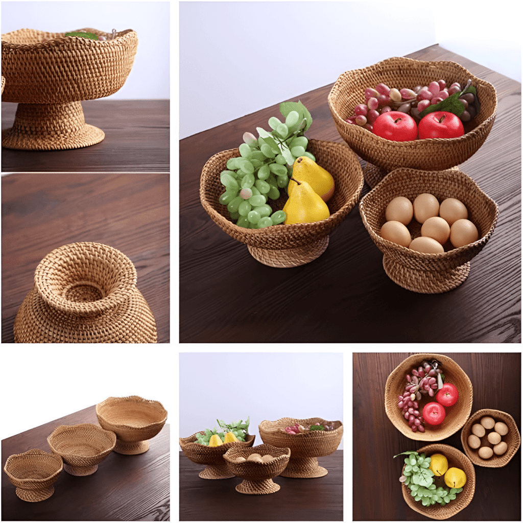 ORGANICBASK – Cesta de frutas de ratán hecha a mano con aspecto natural