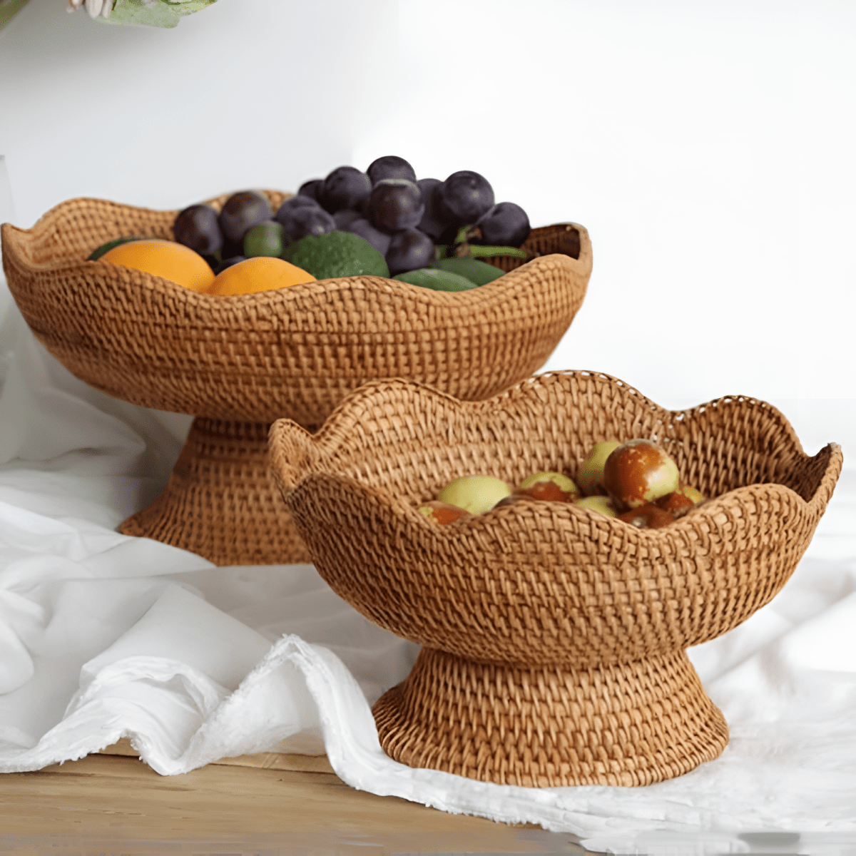 ORGANICBASK – Cesta de frutas de ratán hecha a mano con aspecto natural