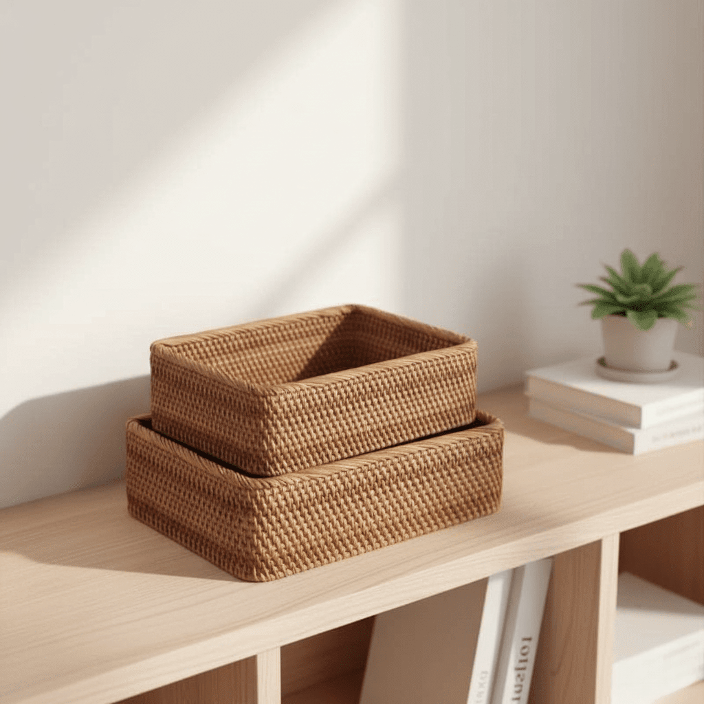RUSTELLE – Elegantes cestas de ratán para un almacenamiento estiloso y natural