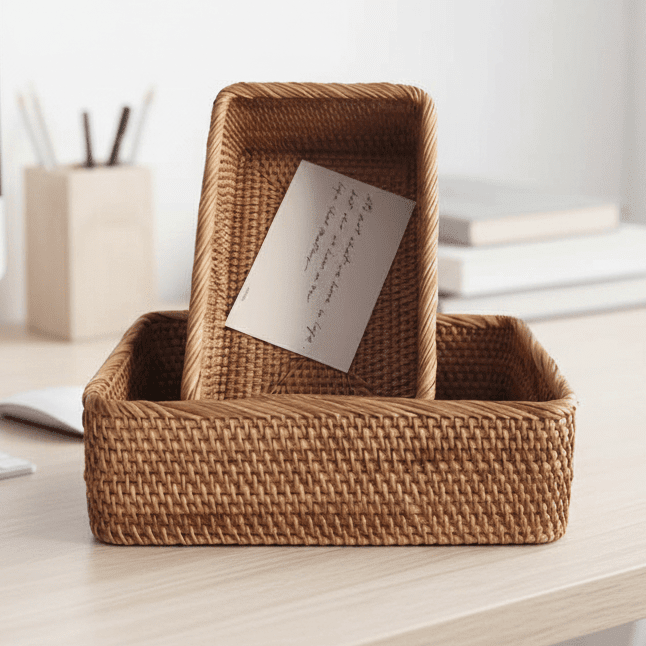 RUSTELLE – Elegantes cestas de ratán para un almacenamiento estiloso y natural