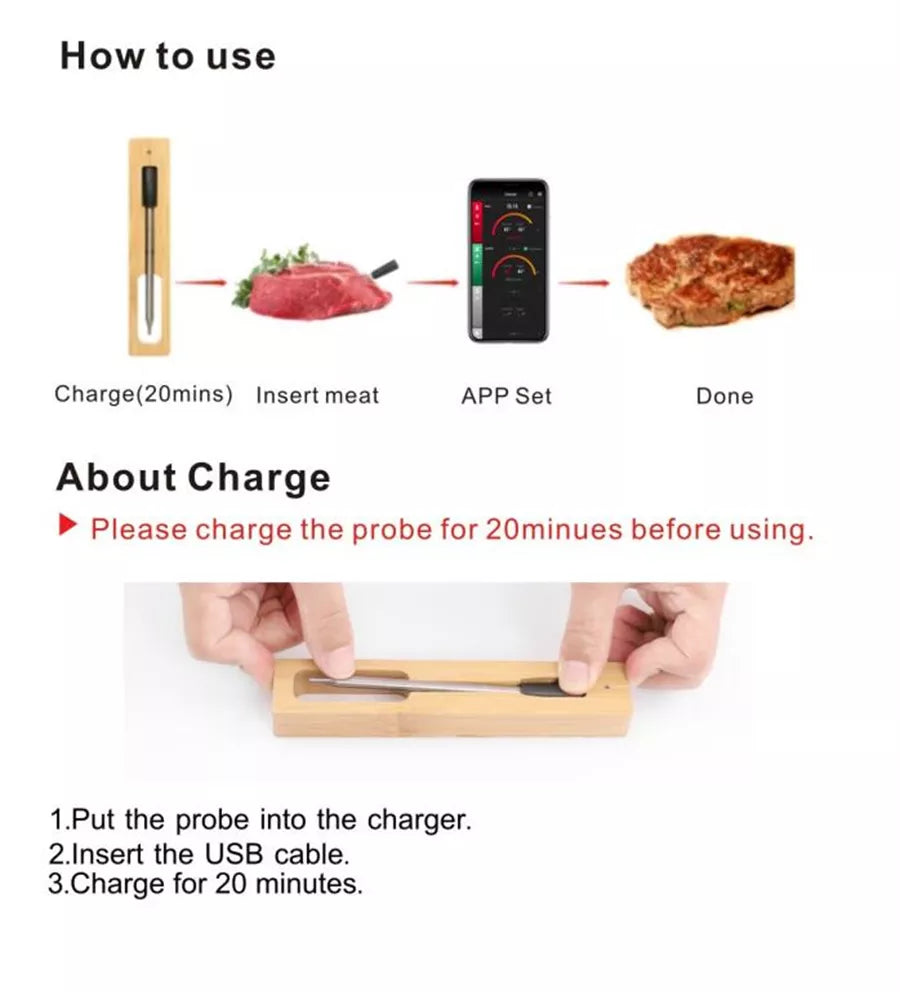 Termómetro de Carne Bluetooth – Cocción Inalámbrica Precisa