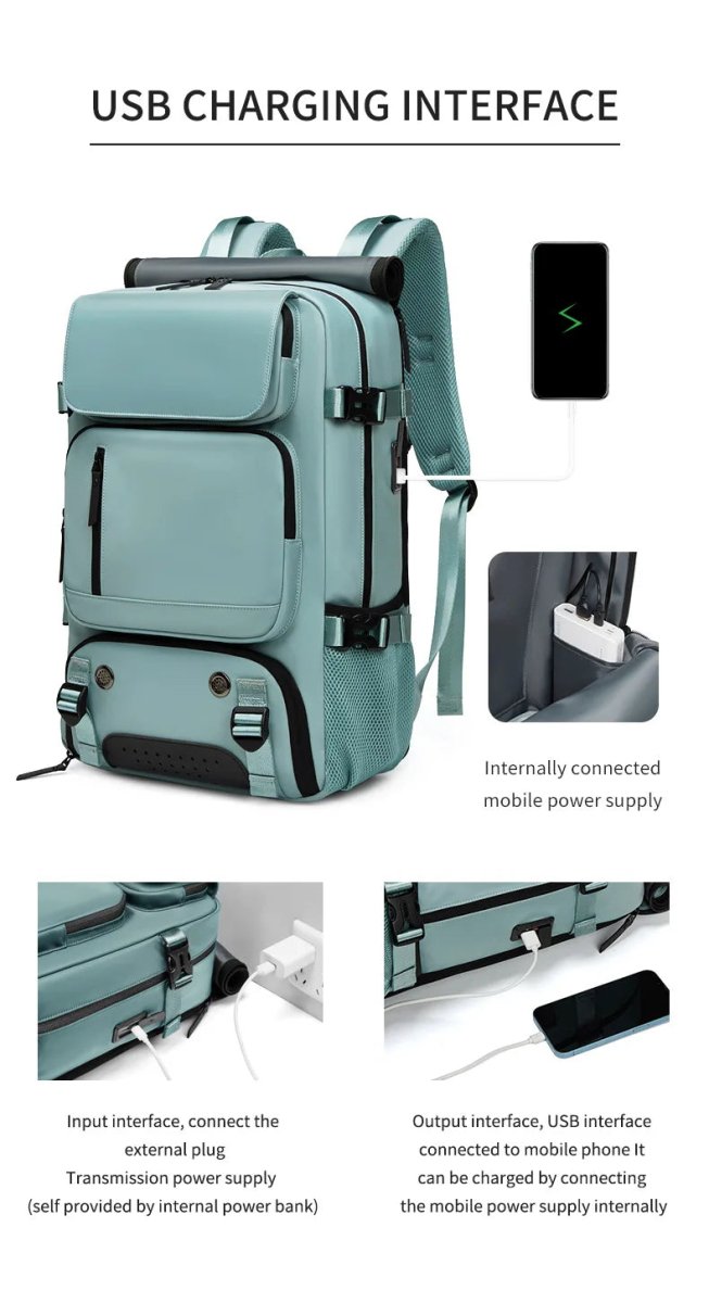BowLift | TRAVELMAX Pack – Mochila de viaje impermeable con puerto USB, compartimento para zapatos y bolsillo antirrobo