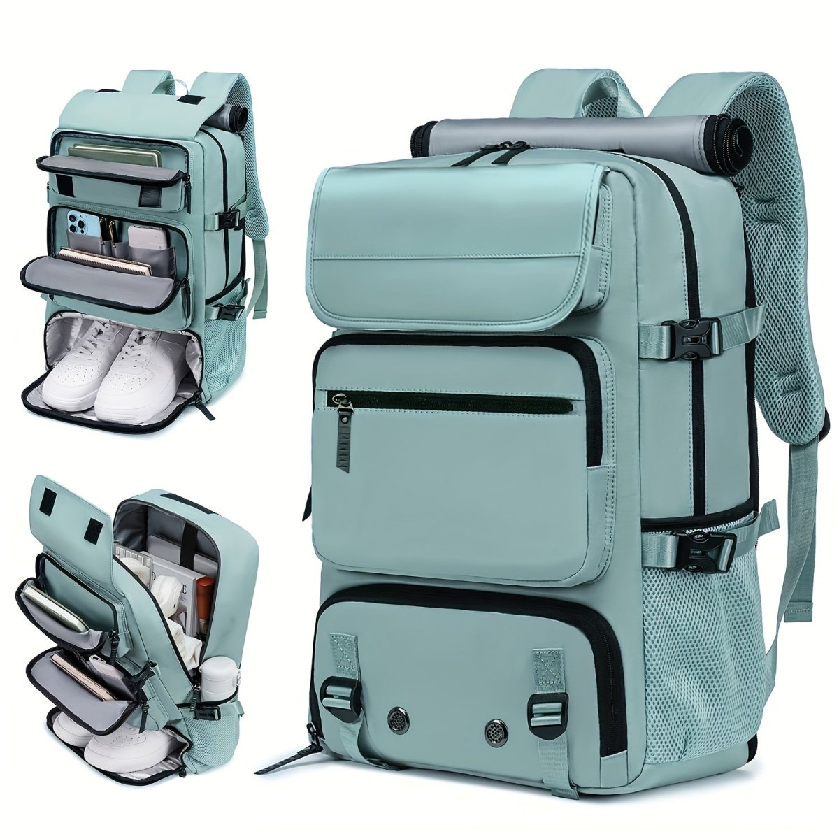 BowLift | TRAVELMAX Pack – Mochila de viaje impermeable con puerto USB, compartimento para zapatos y bolsillo antirrobo