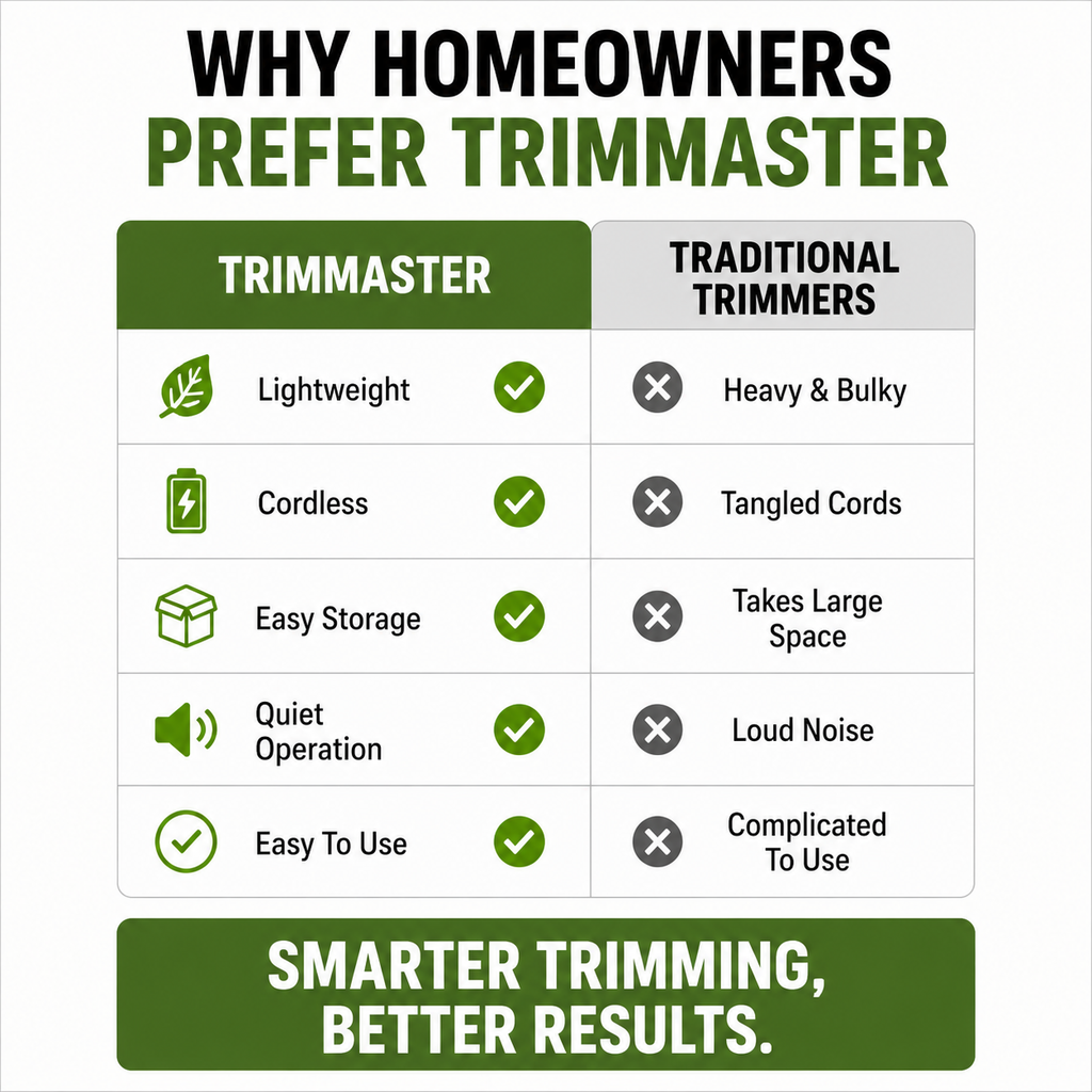 TRIMMASTER - Cortadora de Césped Mini Inalámbrica Ligera y Ajustable
