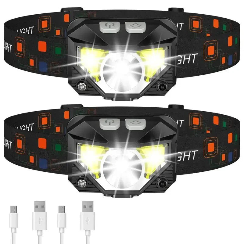 Linterna Frontal Ultra-Brillante con Sensor de Movimiento - Paquete de 2