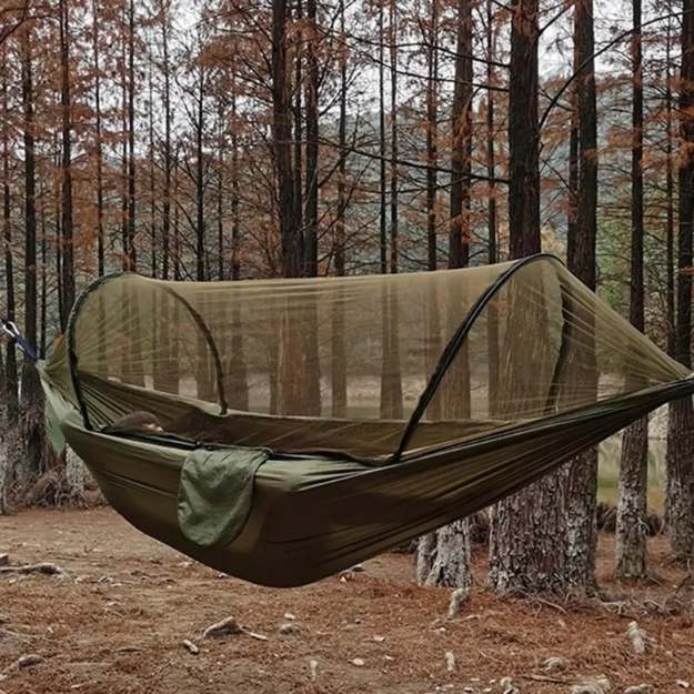 Hamaca Exterior con Red Antiinsectos – Nylon Ultra-Ligero y Montaje Rápido